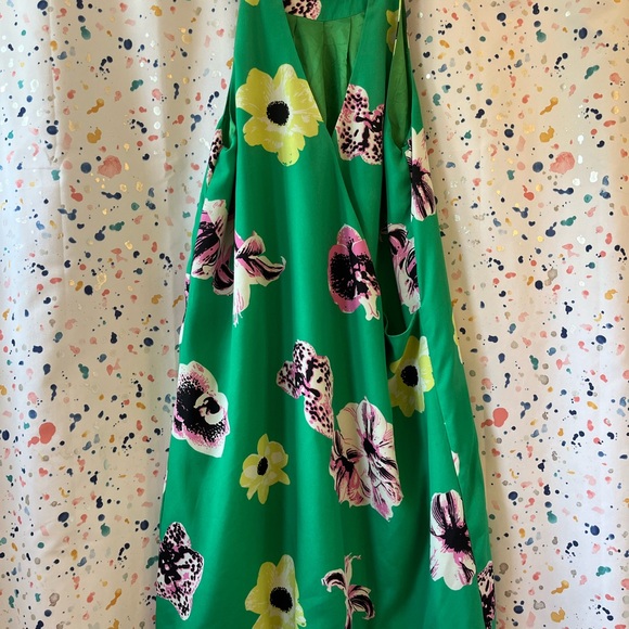 J. Crew Green Floral Summer Halter Dress - Picture 2 of 3